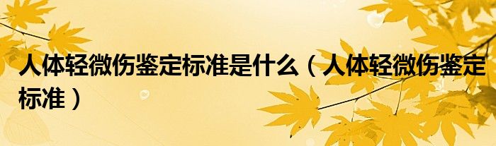 人体轻微伤鉴定标准是什么（人体轻微伤鉴定标准）