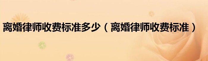 离婚律师收费标准多少（离婚律师收费标准）