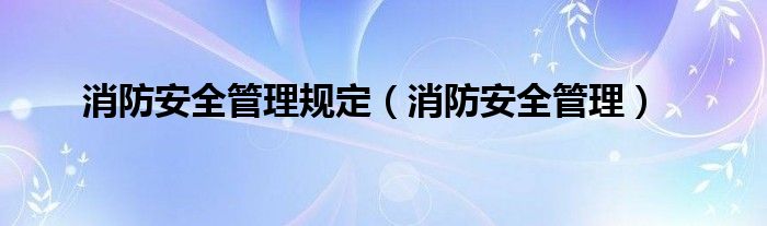 消防安全管理规定（消防安全管理）