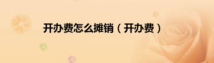 开办费怎么摊销（开办费）