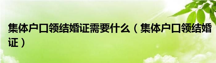 集体户口领结婚证需要什么（集体户口领结婚证）
