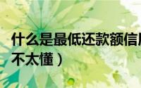 什么是最低还款额信用卡（什么是最低还款额不太懂）