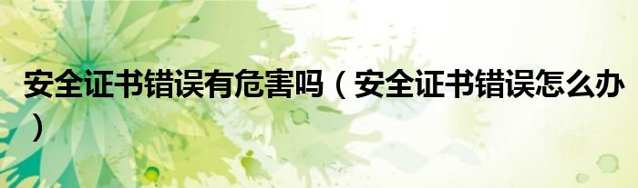 安全证书错误有危害吗（安全证书错误怎么办）