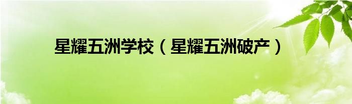 星耀五洲学校（星耀五洲破产）