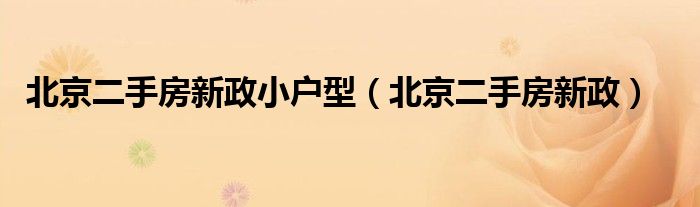 北京二手房新政小户型（北京二手房新政）