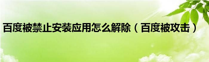 百度被禁止安装应用怎么解除（百度被攻击）