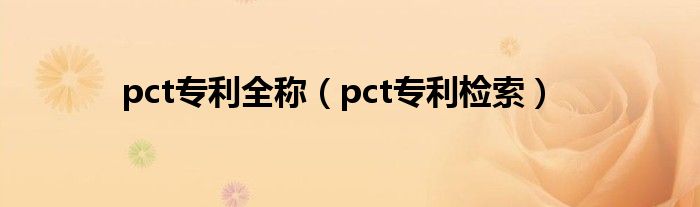 pct专利全称（pct专利检索）