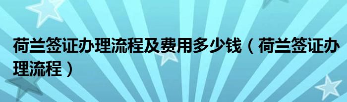 荷兰签证办理流程及费用多少钱（荷兰签证办理流程）
