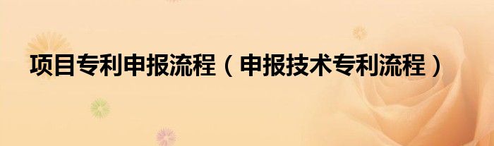 项目专利申报流程（申报技术专利流程）