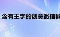 含有王字的创意微信群名（带王字的群昵称）