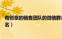 有创意的销售团队的微信群名（创意满满销售团队的微信群名）