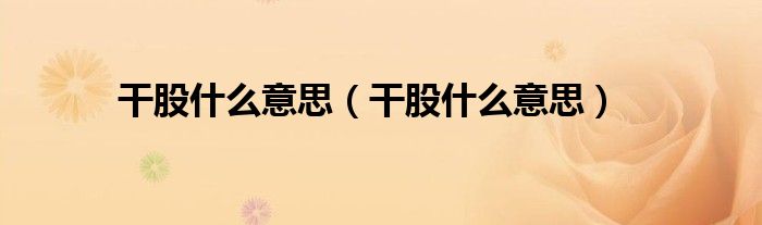 干股什么意思（干股什么意思）