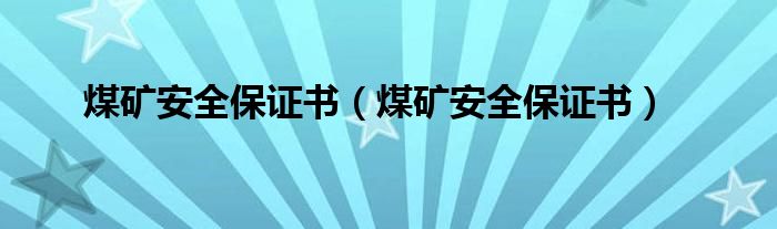 煤矿安全保证书（煤矿安全保证书）