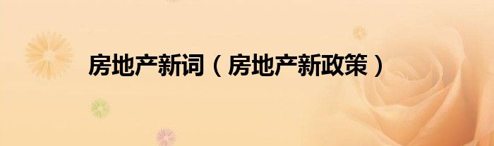 房地产新词（房地产新政策）