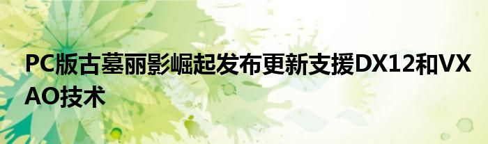PC版古墓丽影崛起发布更新支援DX12和VXAO技术