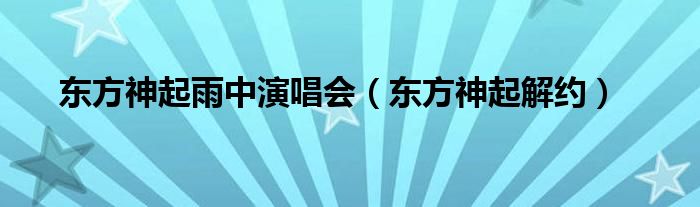 东方神起雨中演唱会（东方神起解约）