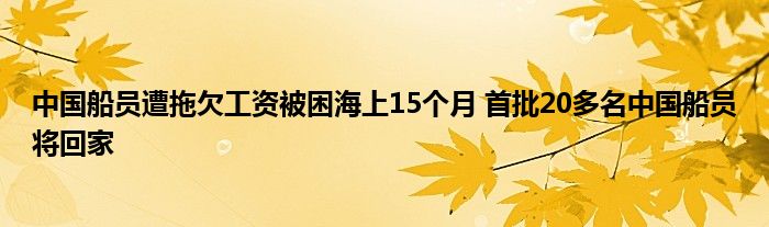 中国船员遭拖欠工资被困海上15个月 首批20多名中国船员将回家