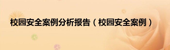 校园安全案例分析报告（校园安全案例）