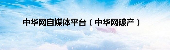 中华网自媒体平台（中华网破产）