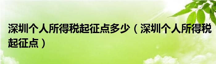 深圳个人所得税起征点多少（深圳个人所得税起征点）