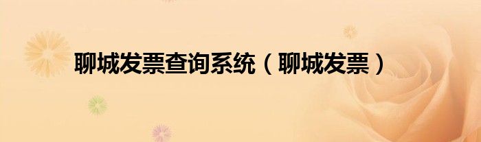 聊城发票查询系统（聊城发票）