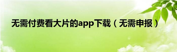 无需付费看大片的app下载（无需申报）
