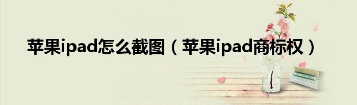 苹果ipad怎么截图（苹果ipad商标权）
