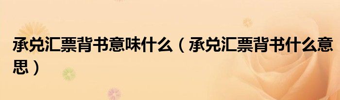 承兑汇票背书意味什么（承兑汇票背书什么意思）