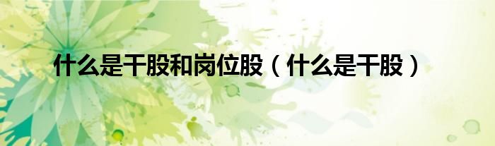 什么是干股和岗位股（什么是干股）