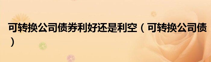 可转换公司债券利好还是利空（可转换公司债）