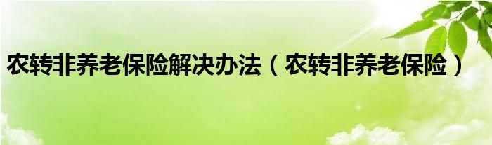 农转非养老保险解决办法（农转非养老保险）