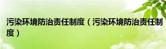 污染环境防治责任制度（污染环境防治责任制度）