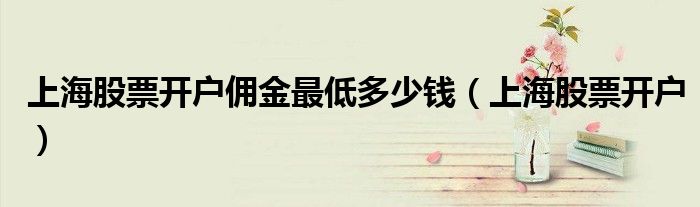 上海股票开户佣金最低多少钱（上海股票开户）