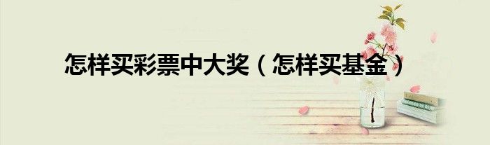 怎样买彩票中大奖（怎样买基金）