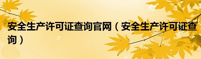 安全生产许可证查询官网（安全生产许可证查询）