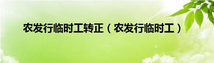 农发行临时工转正（农发行临时工）