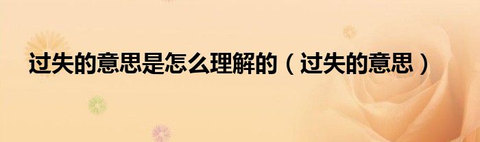 过失的意思是怎么理解的（过失的意思）
