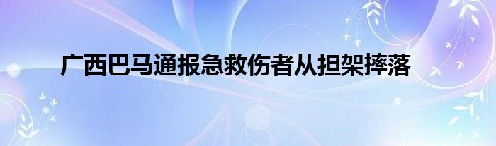 广西巴马通报急救伤者从担架摔落
