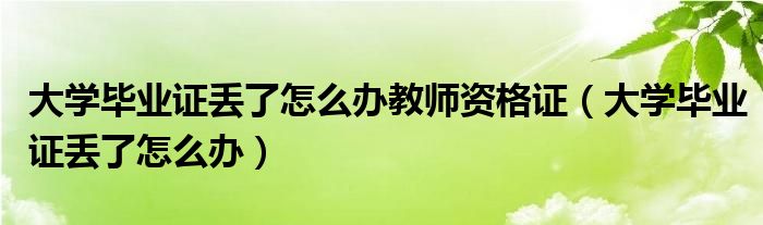 大学毕业证丢了怎么办教师资格证（大学毕业证丢了怎么办）