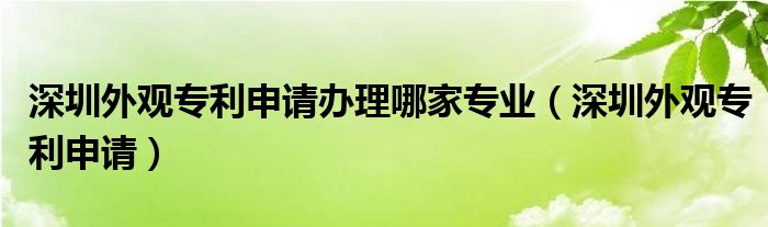深圳外观专利申请办理哪家专业（深圳外观专利申请）