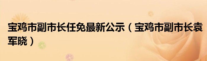宝鸡市副市长任免最新公示（宝鸡市副市长袁军晓）