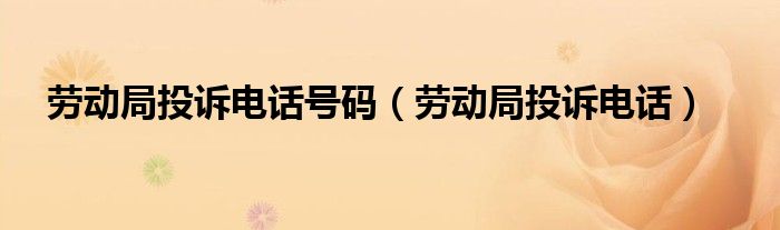 劳动局投诉电话号码（劳动局投诉电话）