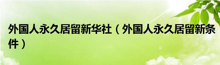 外国人永久居留新华社（外国人永久居留新条件）