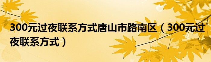 300元过夜联系方式唐山市路南区（300元过夜联系方式）