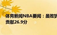 体育新闻NBA要闻：虽败犹荣乔治季后赛场均出战40分钟贡献26.9分