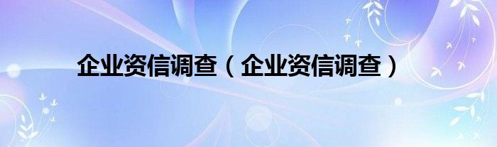 企业资信调查（企业资信调查）