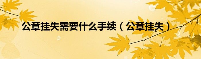 公章挂失需要什么手续(公章挂失)