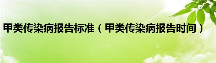 甲类传染病报告标准（甲类传染病报告时间）
