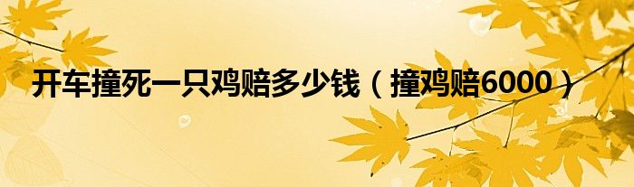 开车撞死一只鸡赔多少钱（撞鸡赔6000）