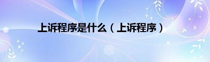 上诉程序是什么（上诉程序）